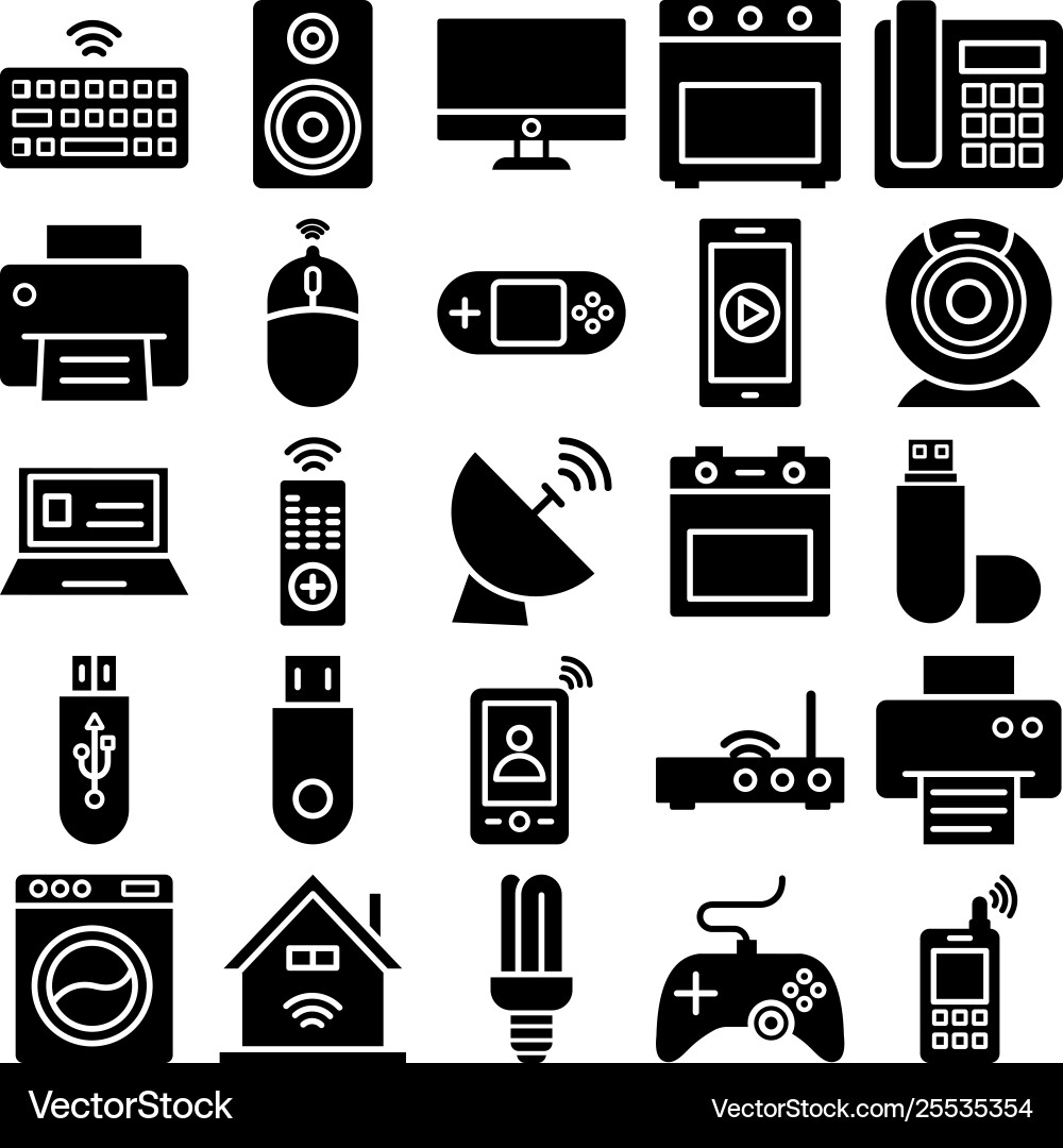 Electronics and devices isolated icons set Vector Image