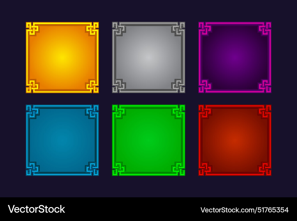 Empty china frames in color square Empty china frames in color square vector image