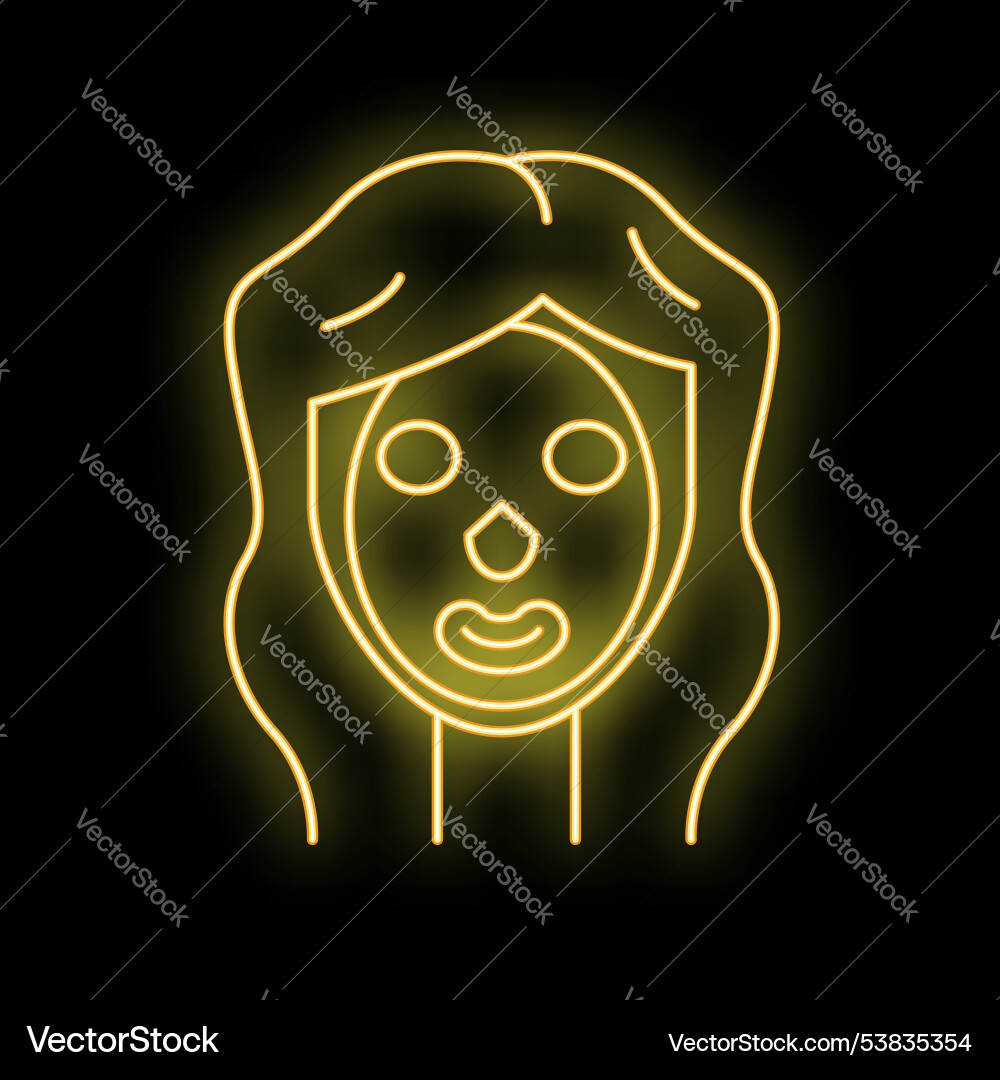 Frau tragen kosmetische Gesichtsmaske neon signboard Frau tragen kosmetische Gesichtsmaske neon signboard vektorbild