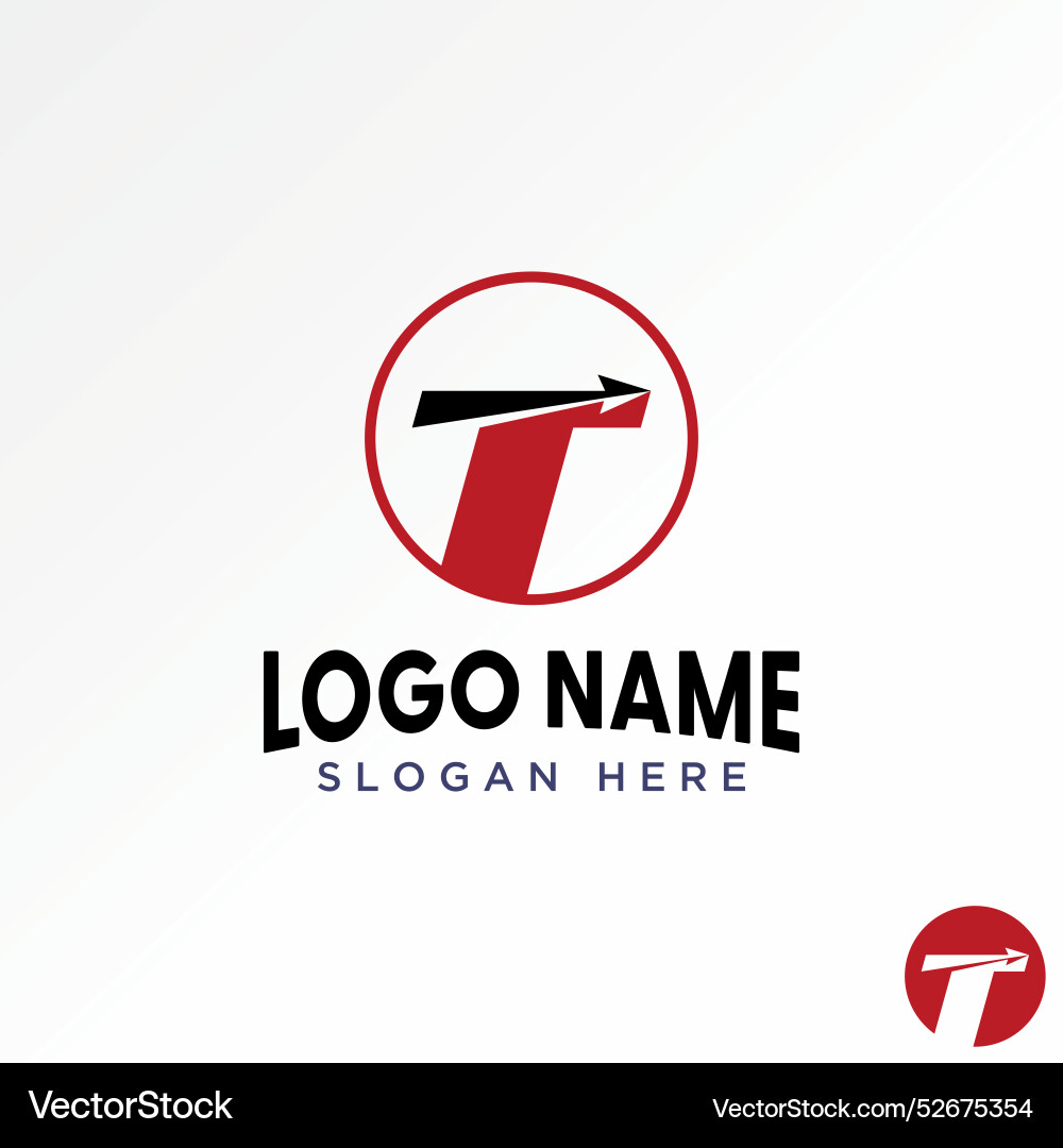 Initial t font badge emblem fast up arrow turn Initial t font badge emblem fast up arrow turn vector image