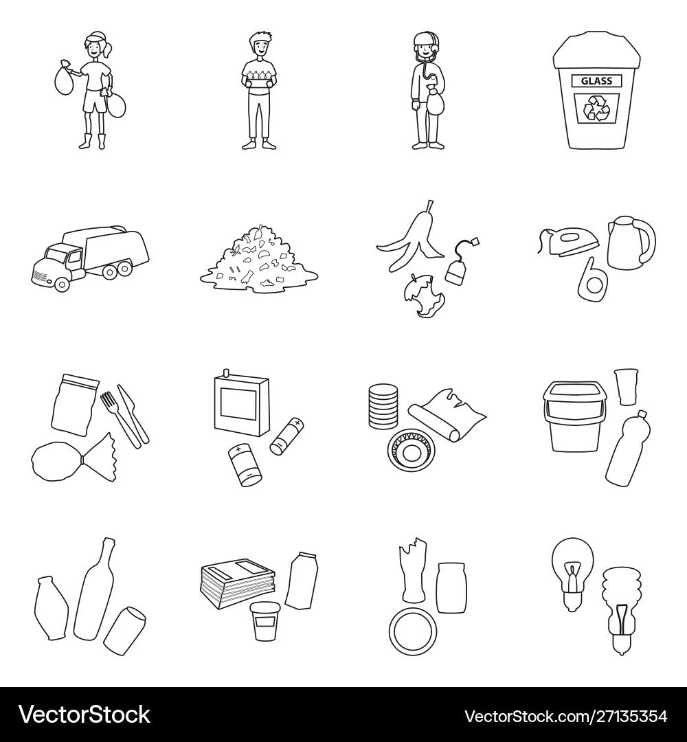 Isolated object waste and garbage sign set Isolated object waste and garbage sign set vector image