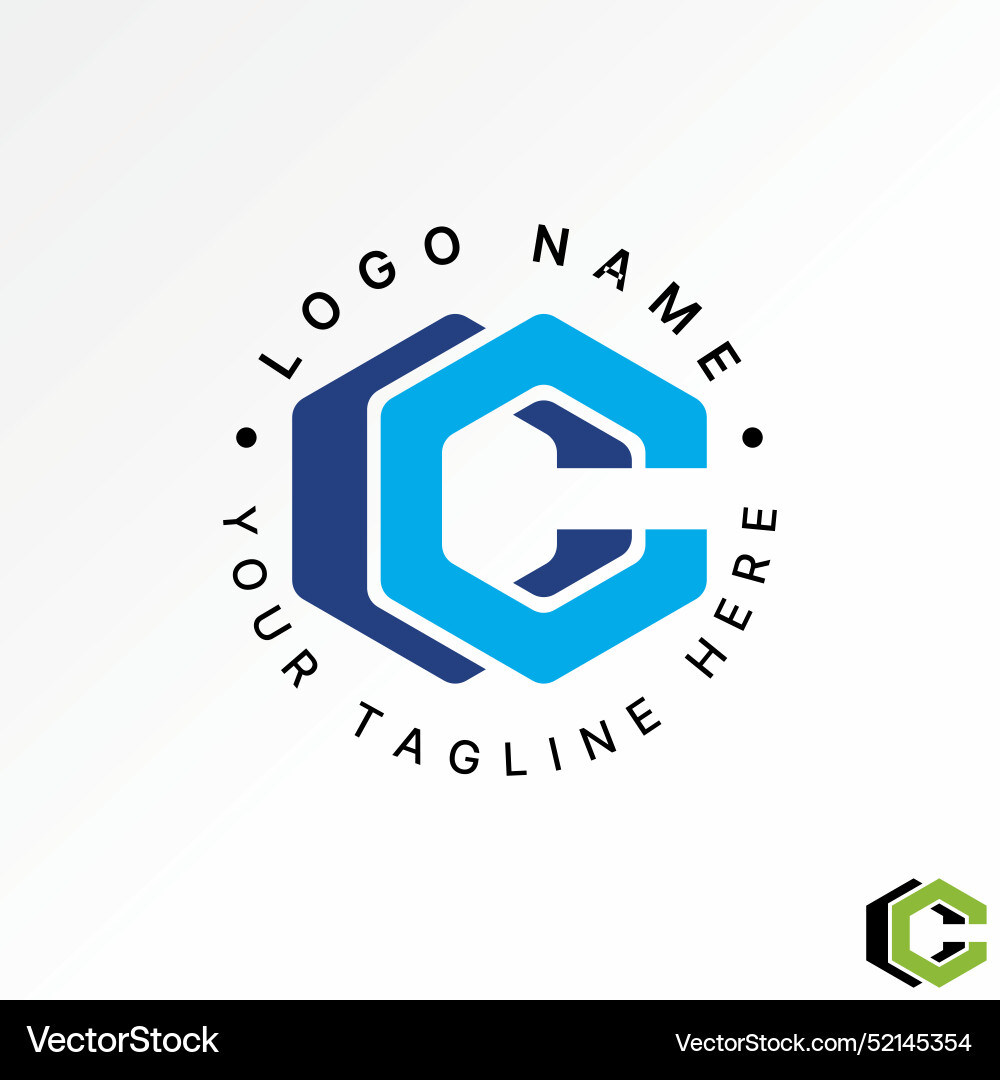 Letter initial c cc font shadow gradient hexagon Letter initial c cc font shadow gradient hexagon vector image