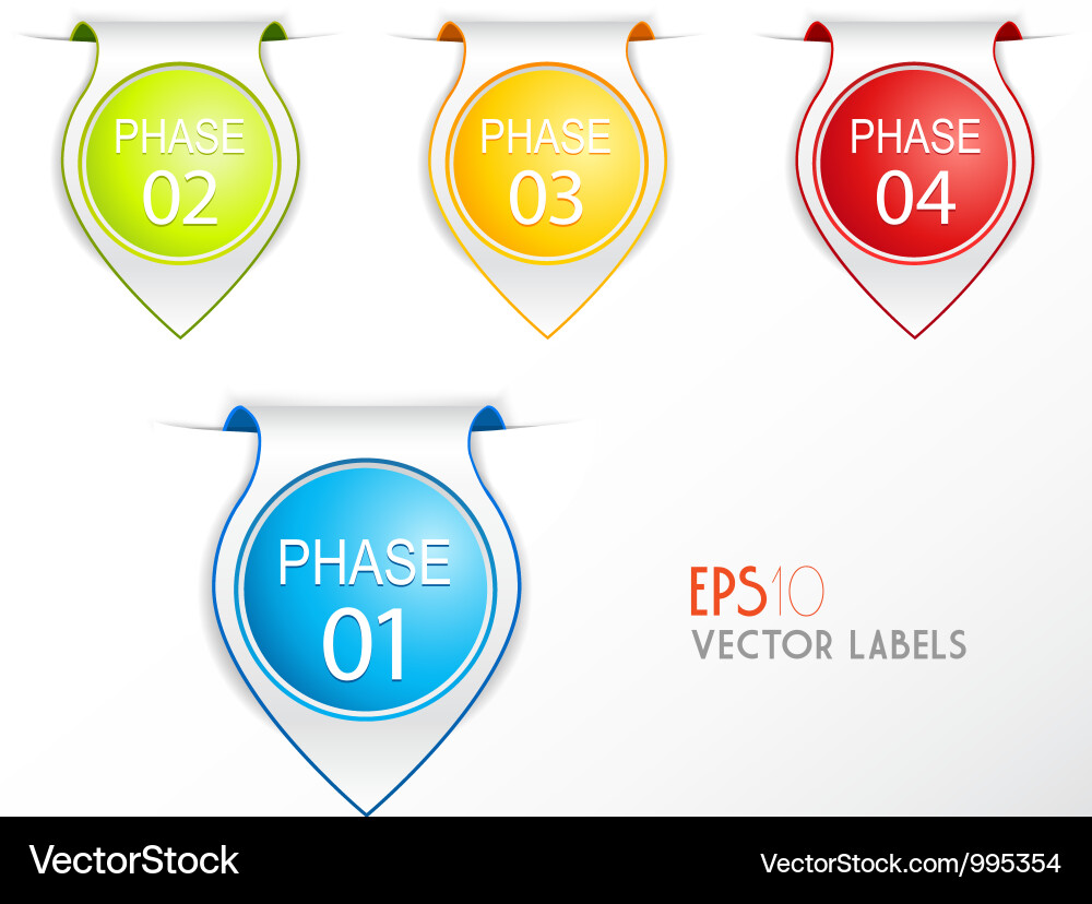 Phase Badges with Numbering - Set vector image