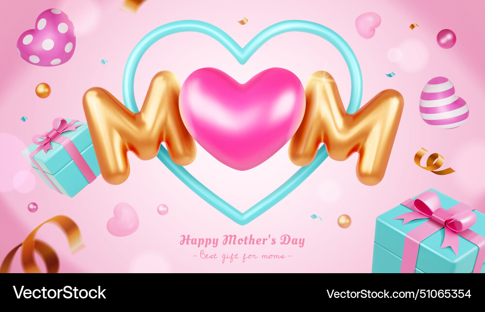 Pink mothers day card Royalty Free Vector Image