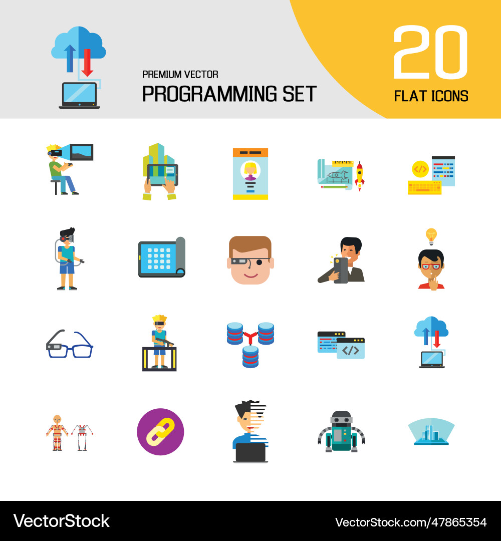 Programming icon set vector image