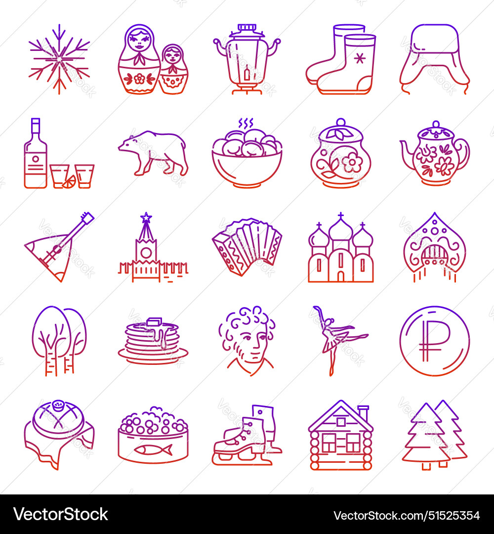 Russland traditionelle Symbole Symbol gesetzt Russland traditionelle Symbole Symbol gesetzt vektorbild