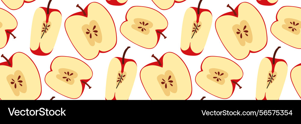 Seamless pattern with red apple sliced in half Seamless pattern with red apple sliced in half vector image