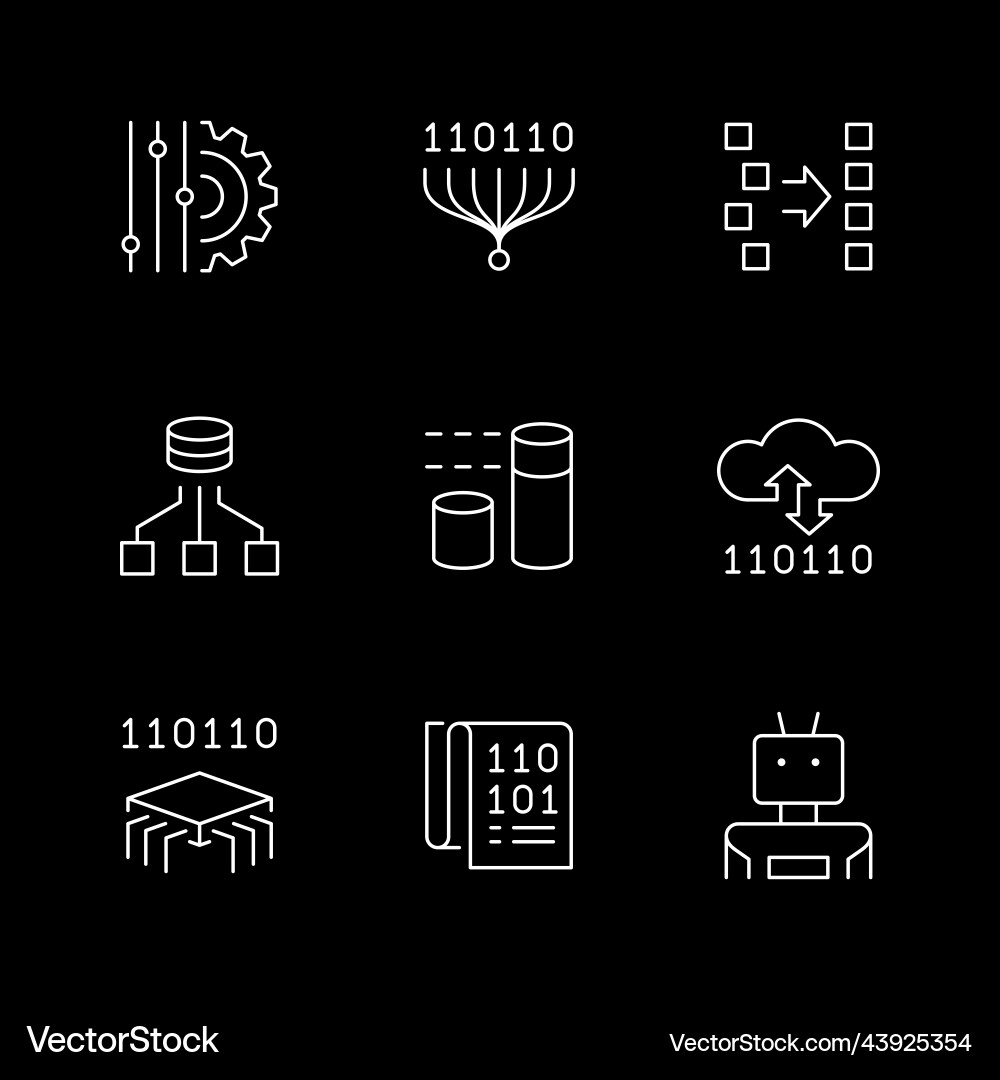 Set line icons of data analytics Set line icons of data analytics vector image