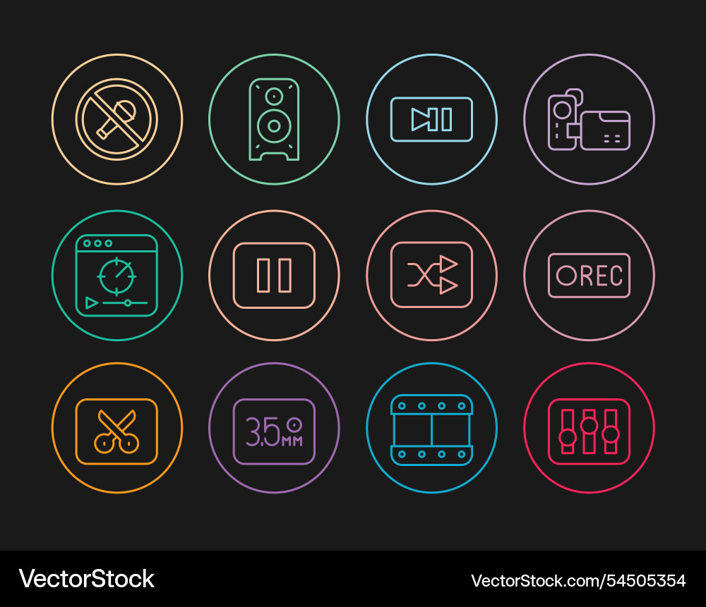Set line sound mixer controller record button Set line sound mixer controller record button vector image
