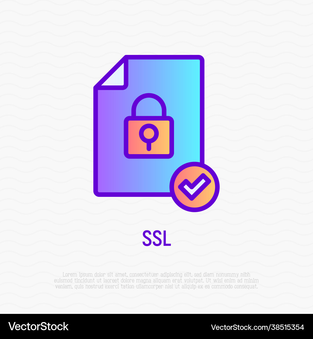 Ssl thin line icon modern secure Ssl thin line icon modern secure Vector Image