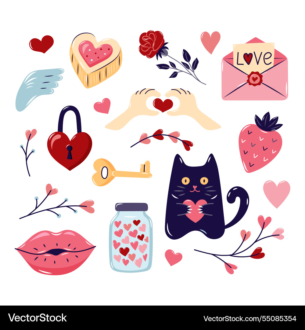 Valentines day square element set Valentines day square element set vector image