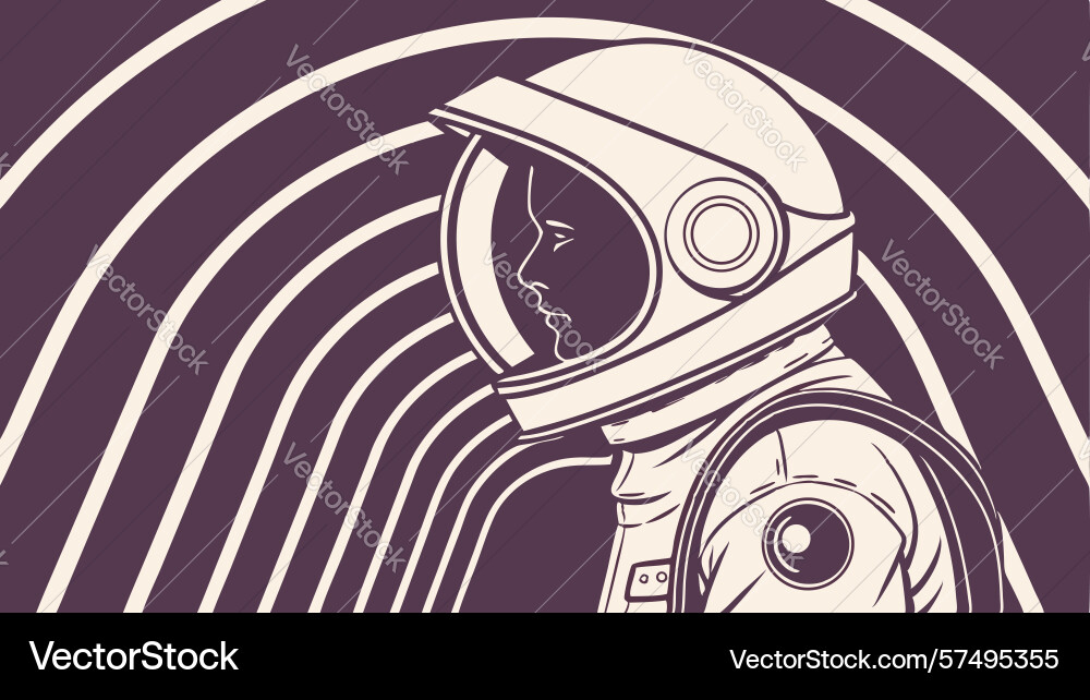 Astronaut profile in abstract linear space vector image