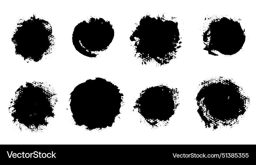 Brush strokes set of round text boxes Vector Image