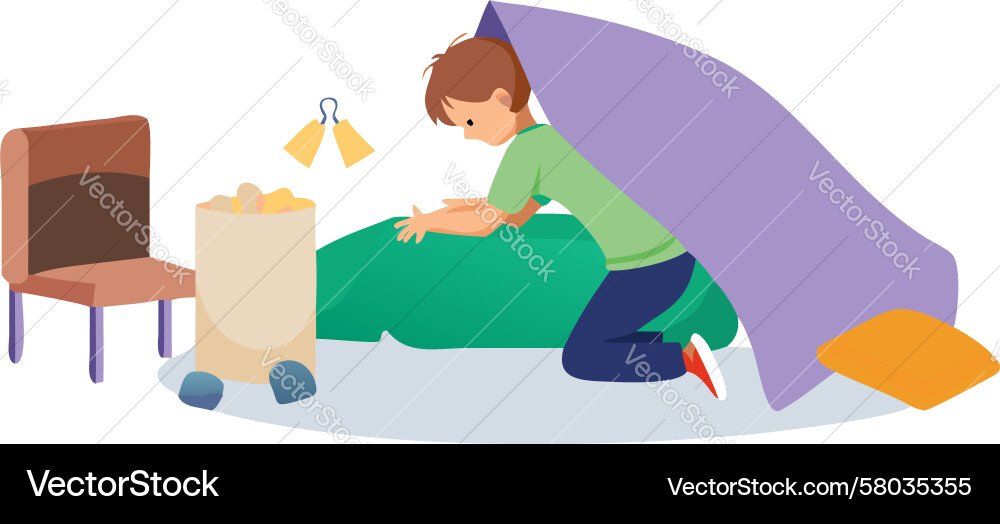 Child Playing with Blocks Vector Image