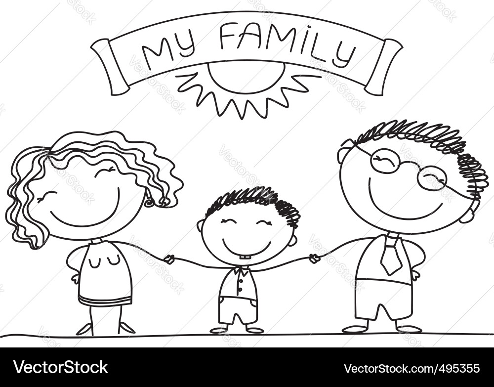 Cute Family Sketch Vector Image