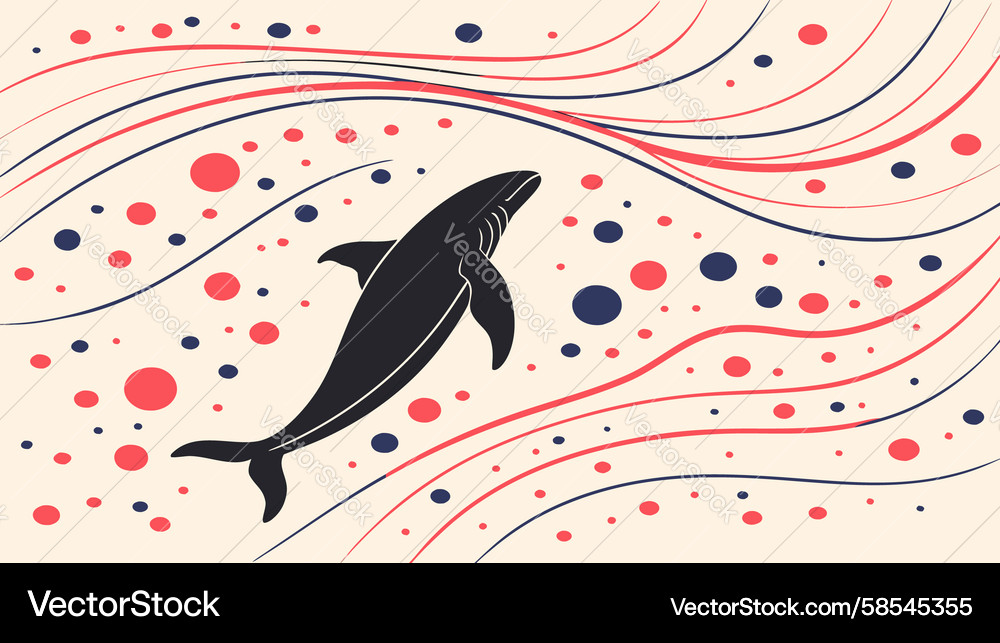 Dynamic Shark in Abstract Ocean Vector Image