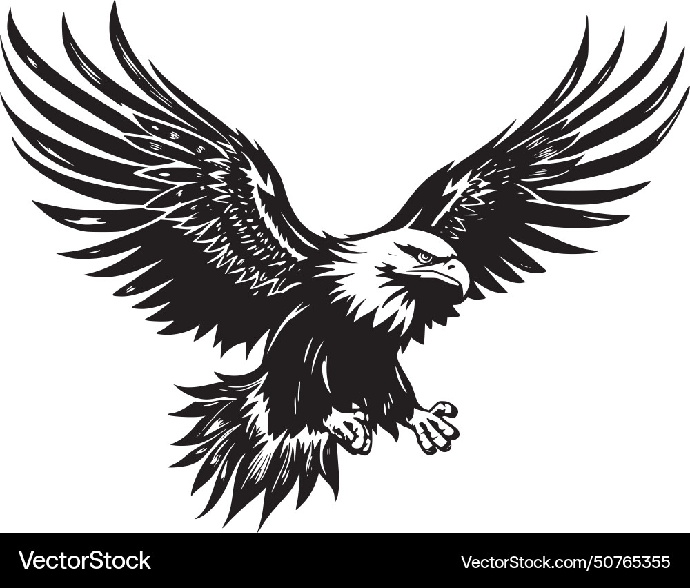 Eagle - black and white Royalty Free Vector Image
