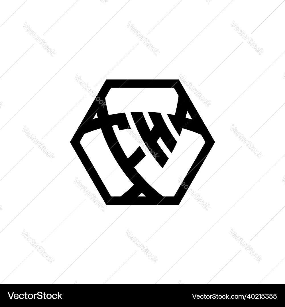 Fh logo monogram triangle shield hexagonal style Vector Image