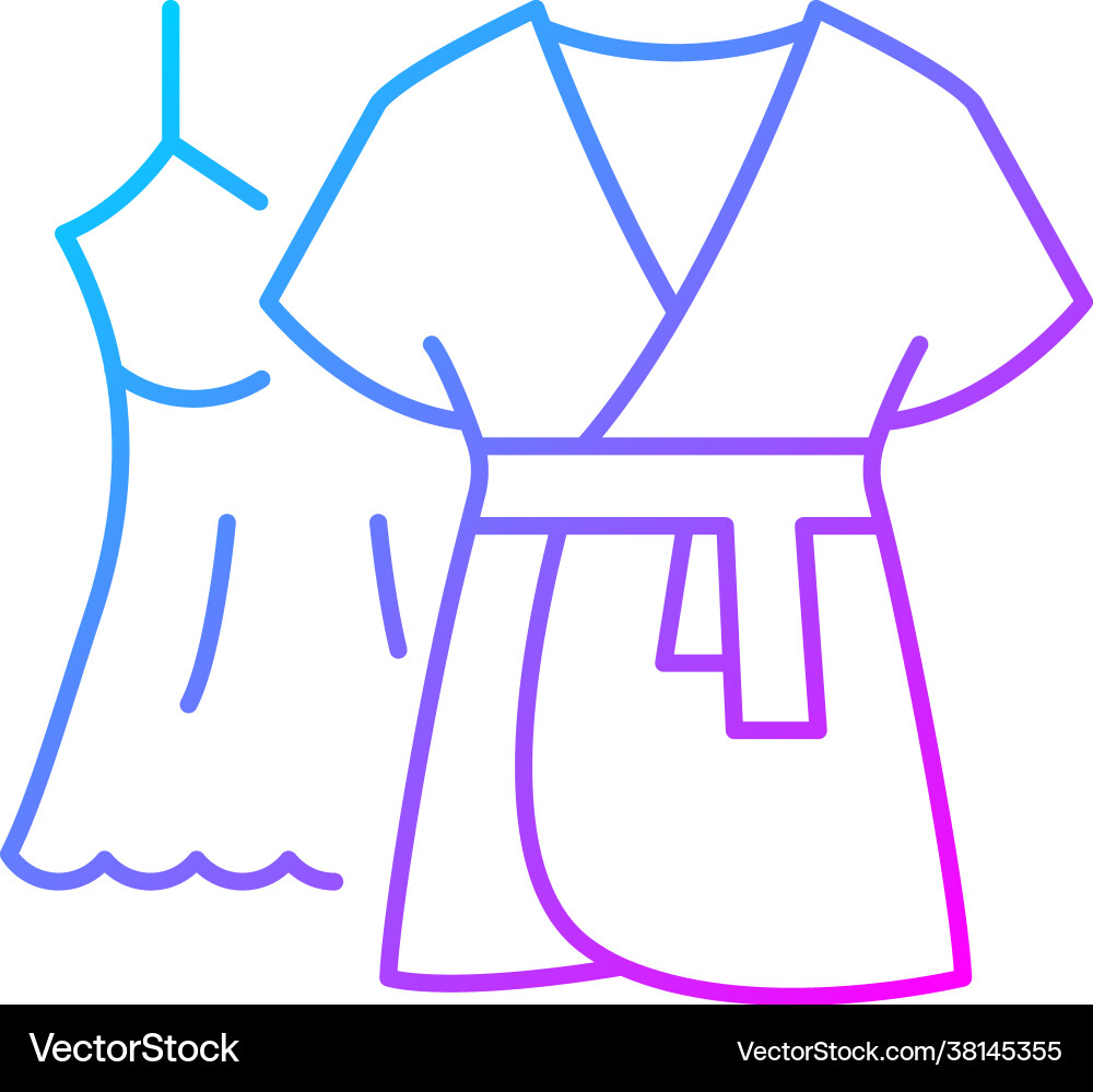 Mini gown with robe gradient linear icon Mini gown with robe gradient linear icon vector image