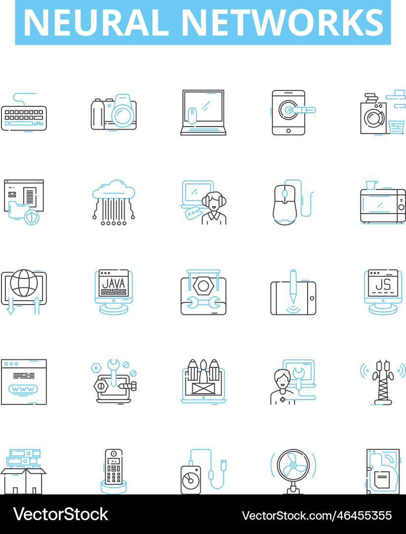 Neural networks line icons set neurons Neural networks line icons set neurons Vector Image