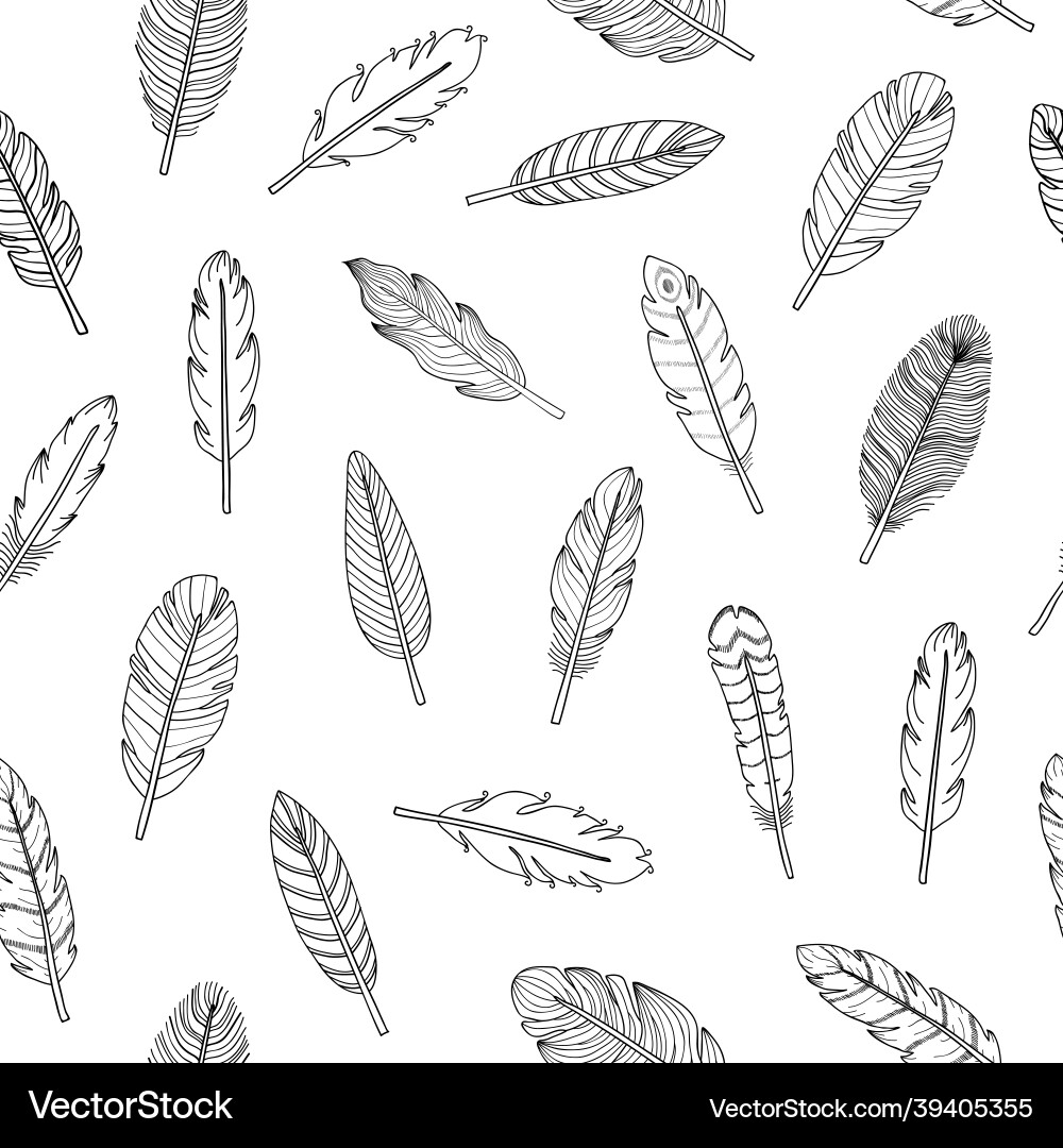 Seamless pattern with boho feathers Seamless pattern with boho feathers Vector Image