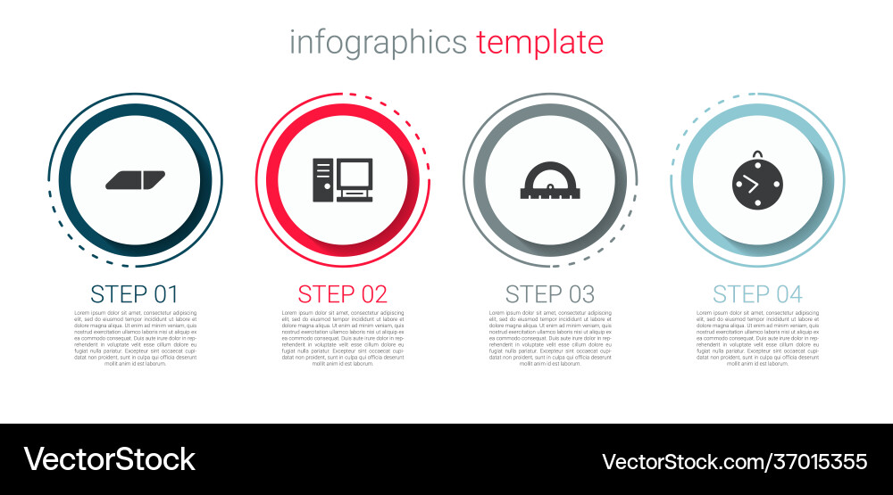 Set eraser or rubber computer monitor protractor Vector Image