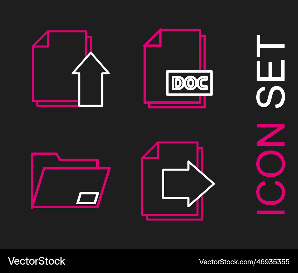 Set line next page arrow document folder doc Vector Image