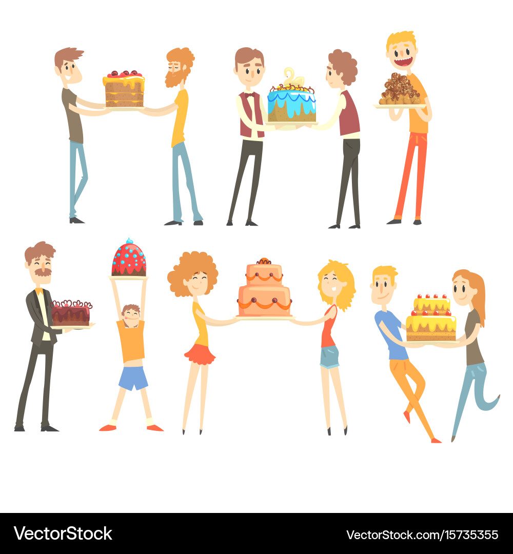 Set of happy and loving people celebrating Vector Image