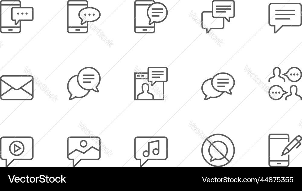 Set of message line icons vector image