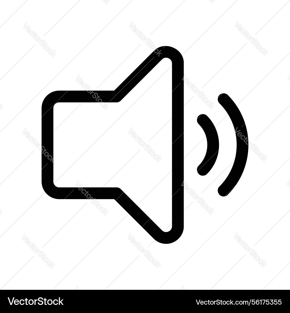 Speaker symbol with two sound waves representing Vector Image