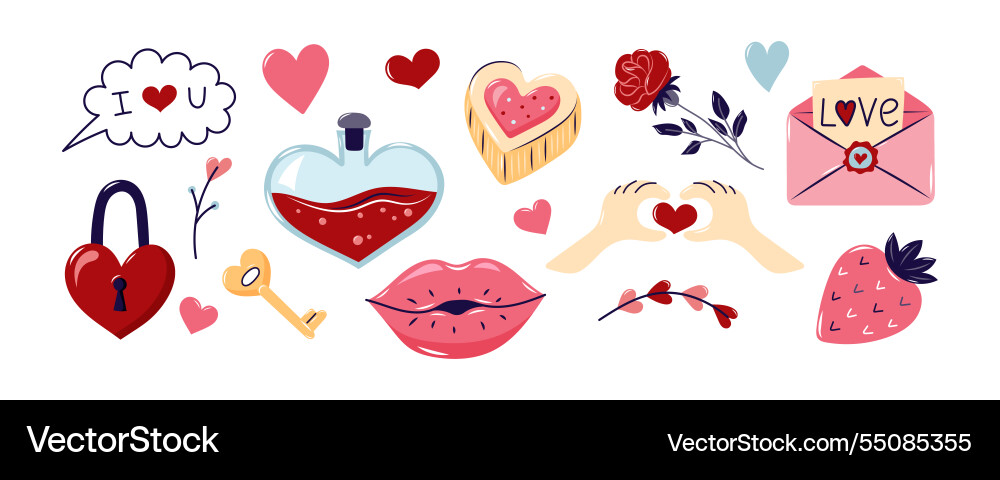 Valentines day horizontal element set Valentines day horizontal element set vector image