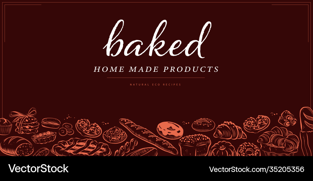 Bakery decor design template with bottom pattern Bakery decor design template with bottom pattern Vector Image
