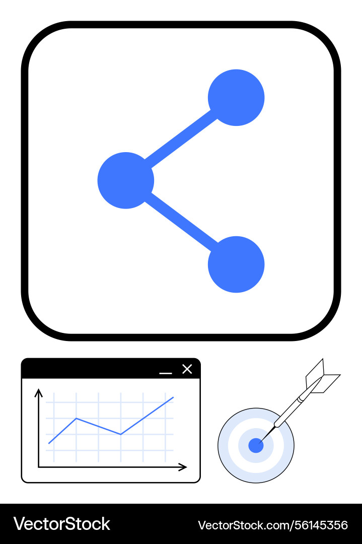 Blue share icon with data chart and target board Blue share icon with data chart and target board vector image