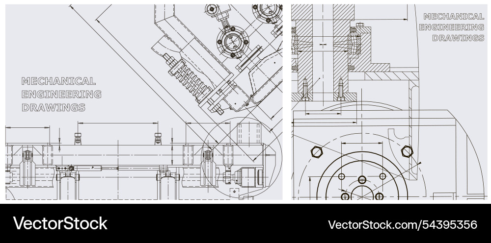 Blueprint set engine line drawing Blueprint set engine line drawing vector image