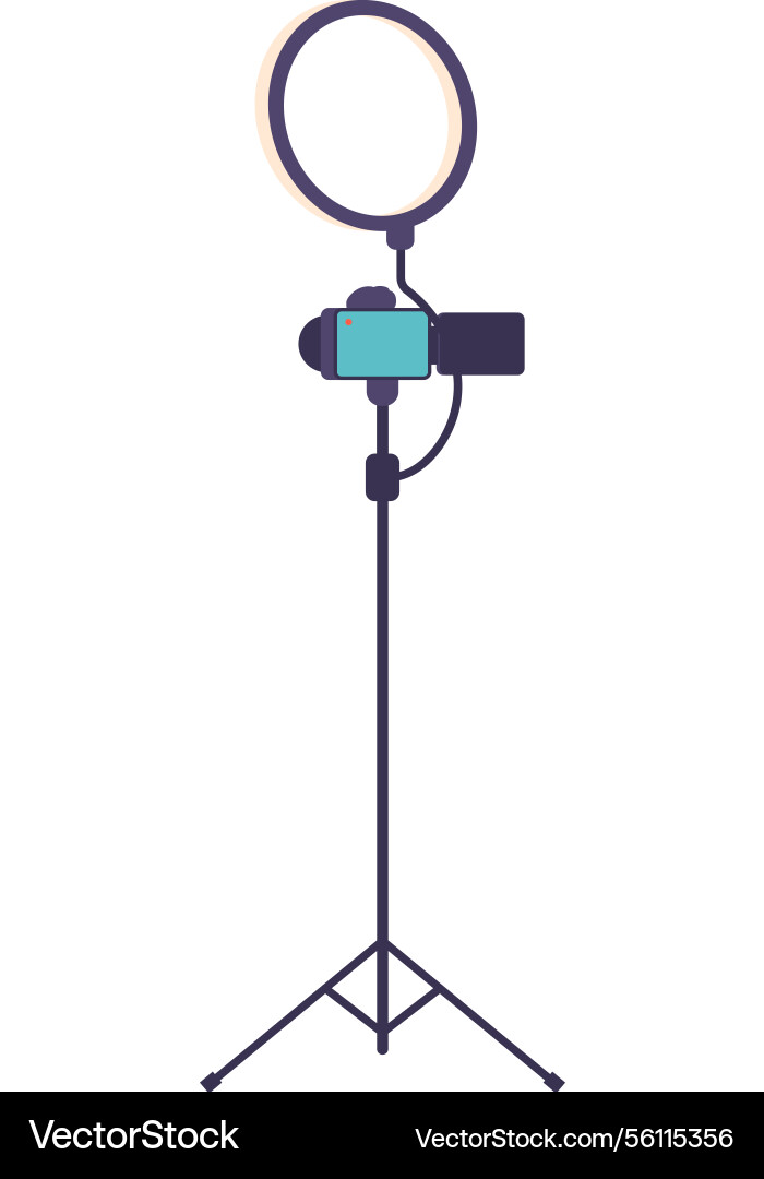 Camera on tripod with lamp Vector Image