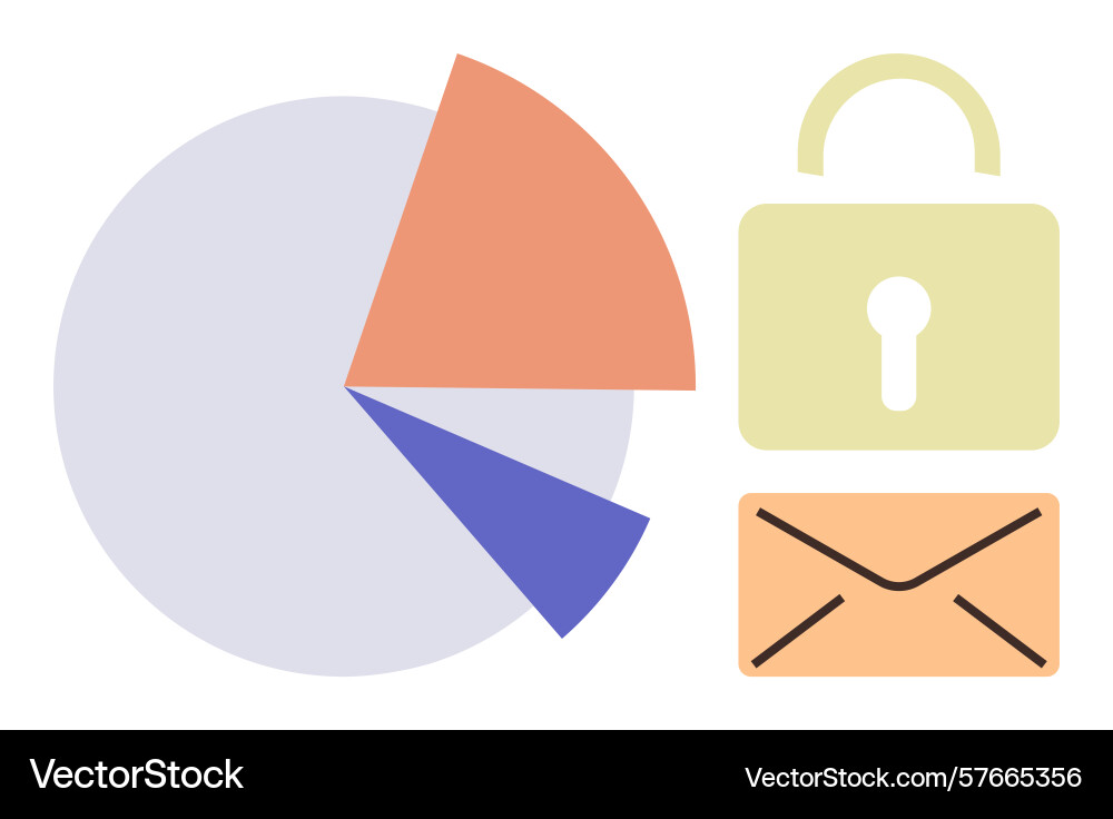 Data privacy and communication concept with pie Data privacy and communication concept with pie vector image