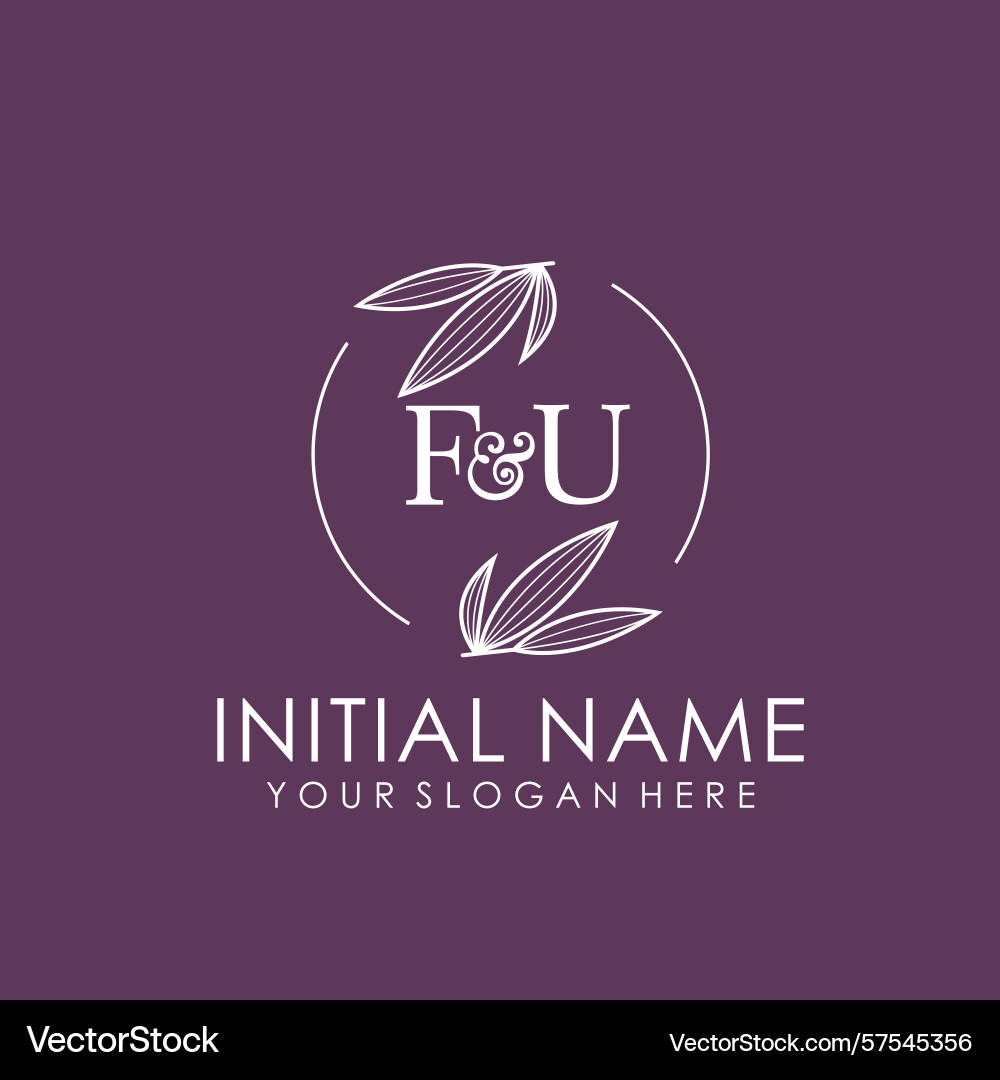 Fu initial logo with botanical circle design Vector Image