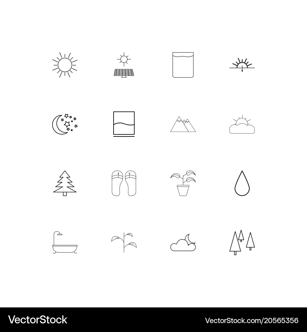 Nature simple linear icons set outlined Vector Image