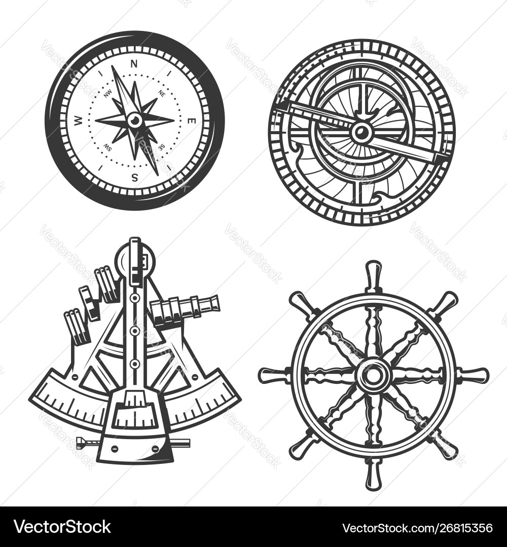 Nautical Navigation Instruments Vector Image