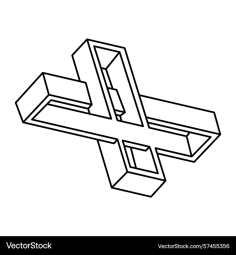Optical illusion shape unreal geometric object Optical illusion shape unreal geometric object Vector Image
