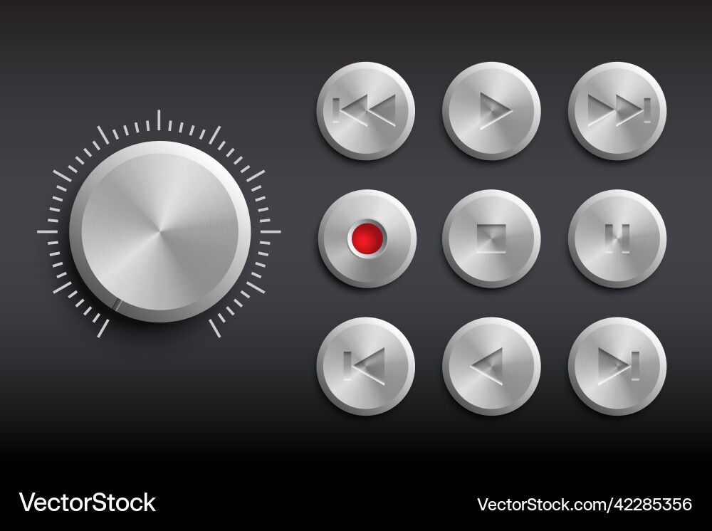 Retro technic buttons set of metal Vector Image