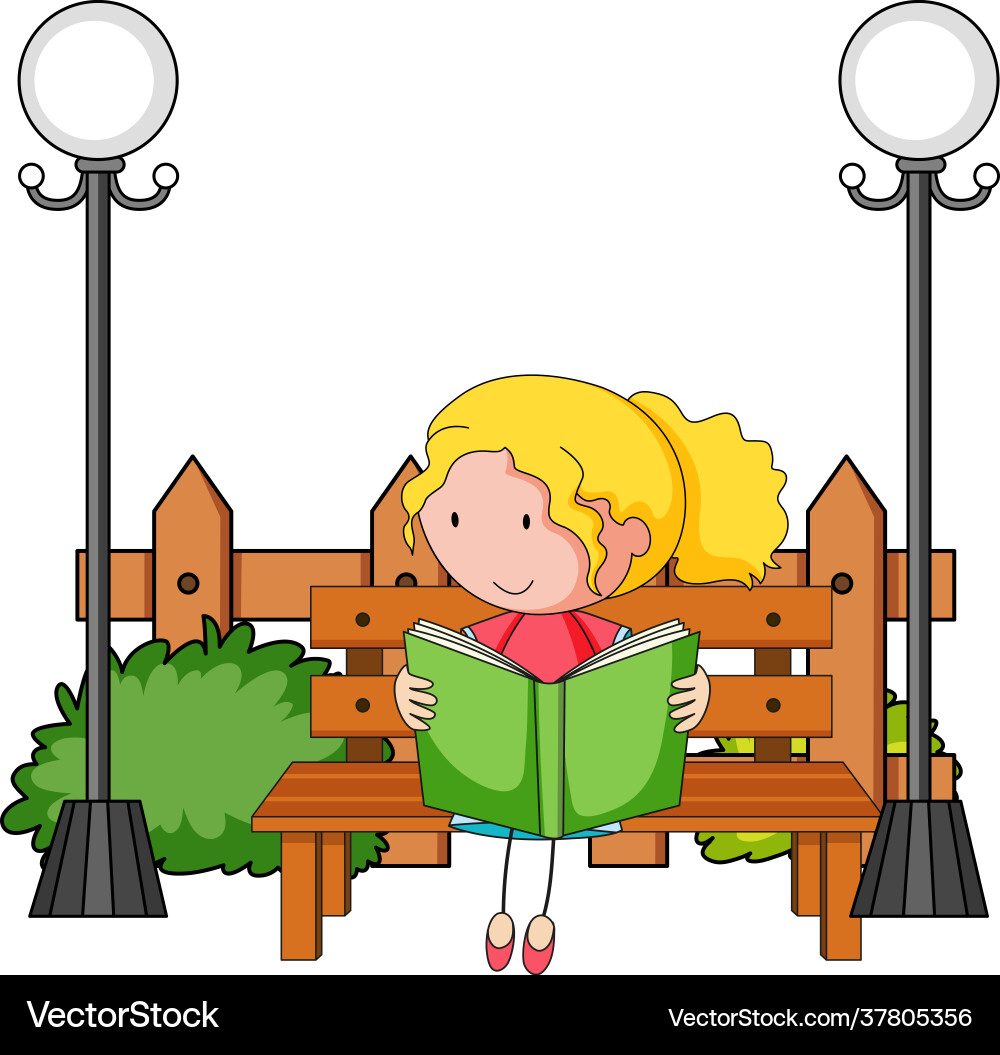 Süße Mädchen lesen Buch doodle Cartoon Charakter Süße Mädchen lesen Buch doodle Cartoon Charakter vektorbild