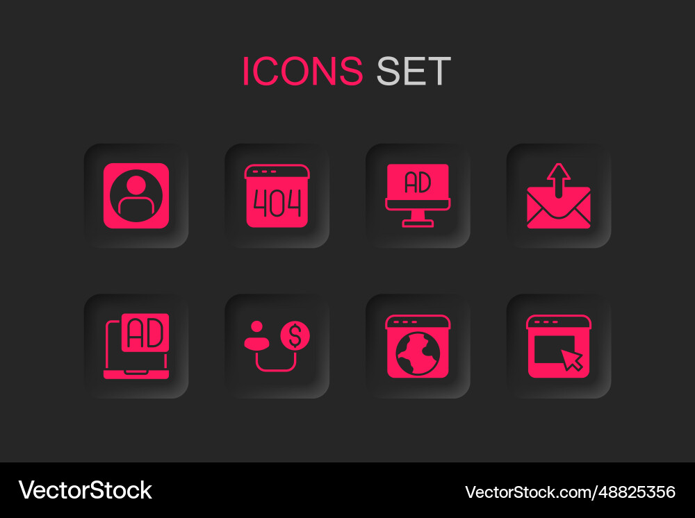 Set human and money page with 404 error create Vector Image
