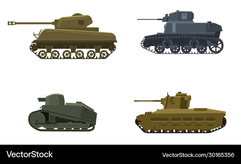 Set tank american german britain french world war Set tank american german britain french world war vector image