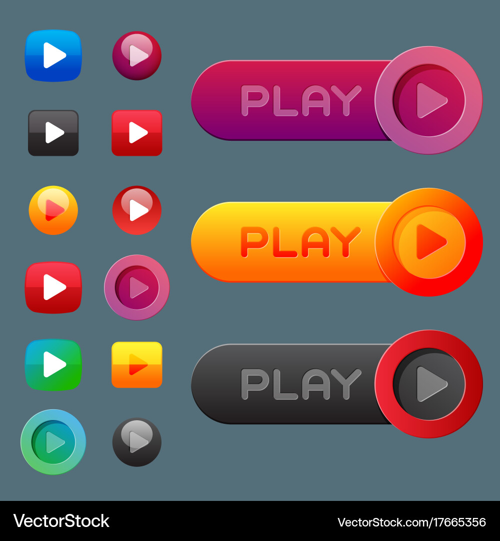 Ui interface button play media internet website Vector Image