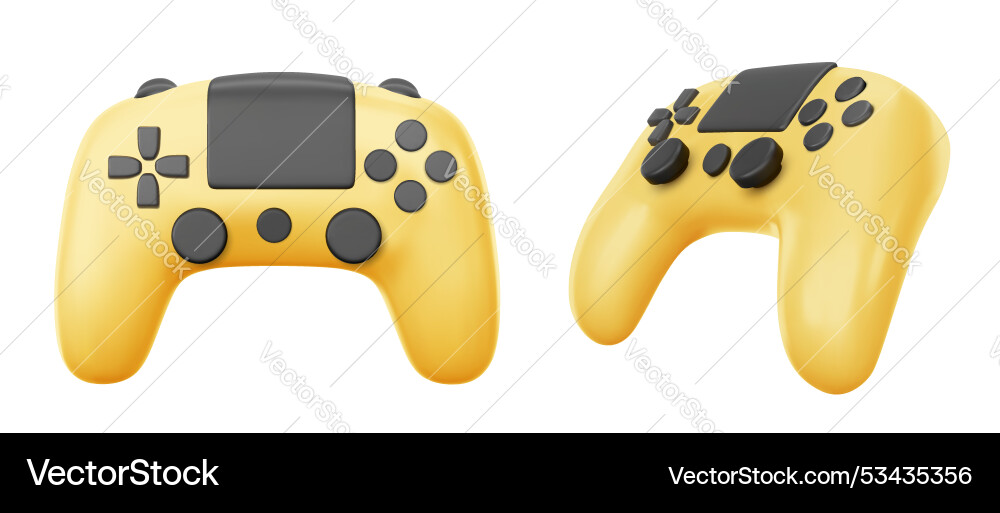 Yellow video game console control joystick Yellow video game console control joystick vector image