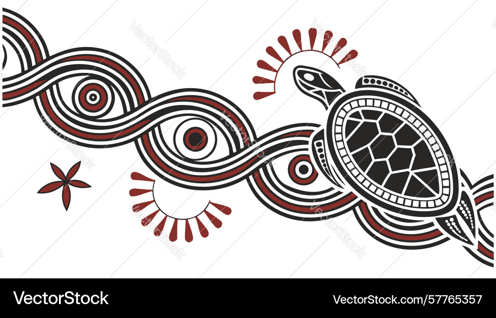 Abstract ocean pattern with sea turtle Vector Image
