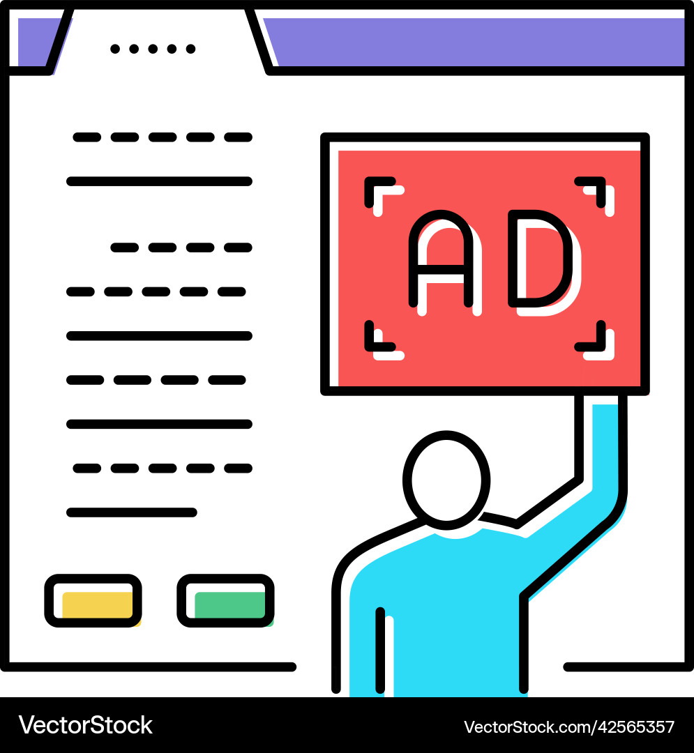 Algorithmic ad placement publisher color icon vector image