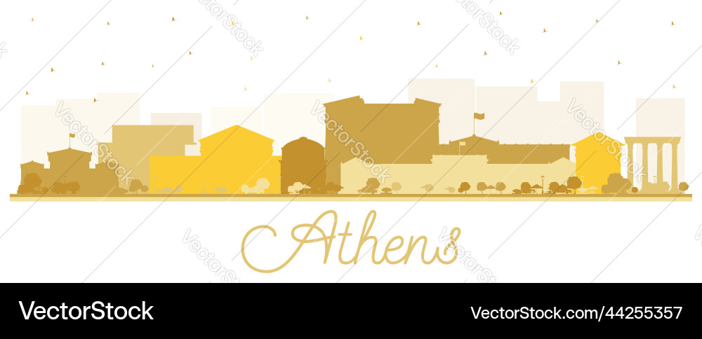 Athens greece city skyline silhouette with golden Athens greece city skyline silhouette with golden vector image
