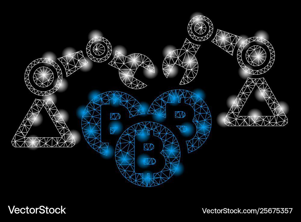 Bright mesh network bitcoin mining robotics vector image